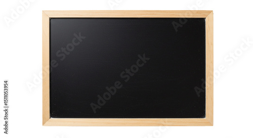 Blank chalkboard with wooden frame on white background for message board and presentation template use on transparent background