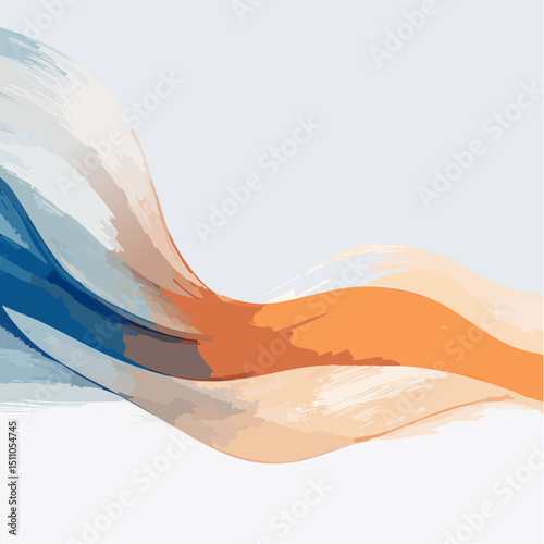 A soft, flowing vector of translucent orange and blue ribbon-like forms on a white background, evoking calm and motion.