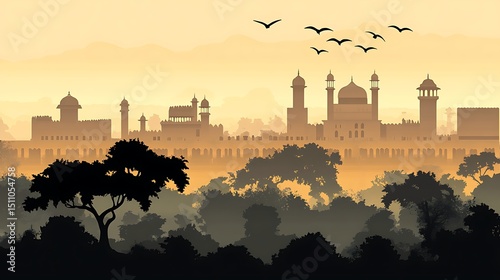 Silhouette of an ancient city