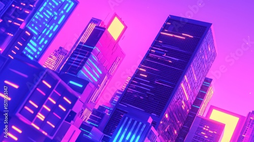 Synthwave Cityscape: A Retro-Futuristic Metropolis at Dusk