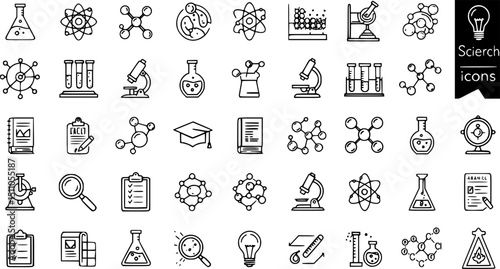 Vector black science icon set
