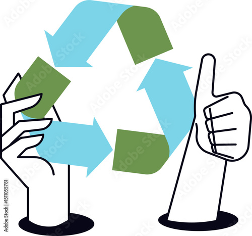 Recycle recycling eco friendly environment green sustainability reuse reduce conservation hand like vector art illustration
