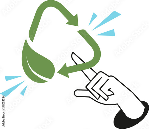 Recycle environmental sustainability eco friendly leaf nature conservation hand water clean green vector art illustration