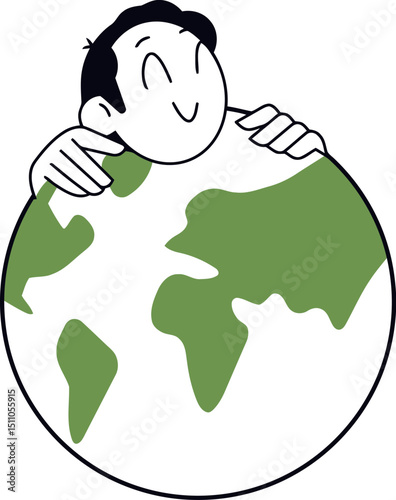 Earth day illustration global environment ecology green planet save world care nature sustainability hug love 100 vector art illustration