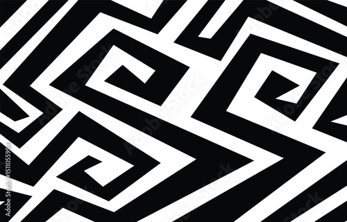 Monochrome Spiral Seamless Pattern Background Design