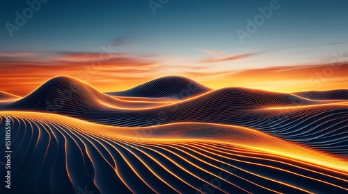 Sunrise over sculpted dunes