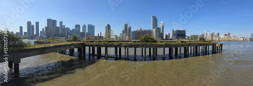 Canary Wharf from North Greenwich Peninsula, London, United Kingdom