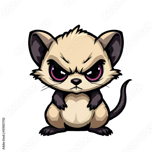 Cute Angry Ferret Illustration Sticker Ferret Cartoon Sticker Angry Animals Illustration Sticker Sheet