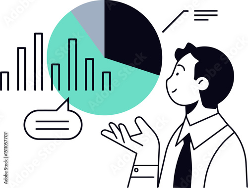 Business analysis data chart graph marketing report analytics presentation strategy growth success planning vector art illustration