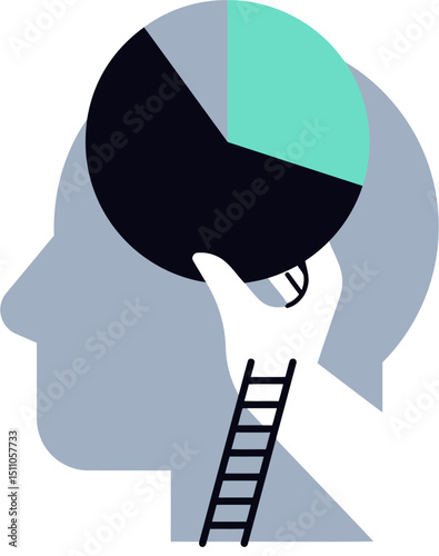 Analysis chart data diagram finance graph head investment ladder management pie progress report strategy vector art illustration