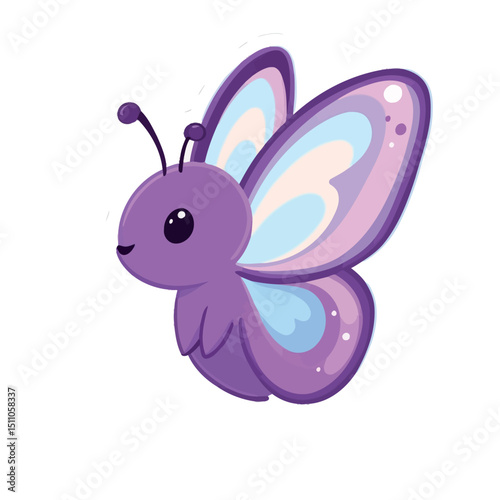A Cute Purple Butterfly Fluttering In The Air As an Illustration Sticker