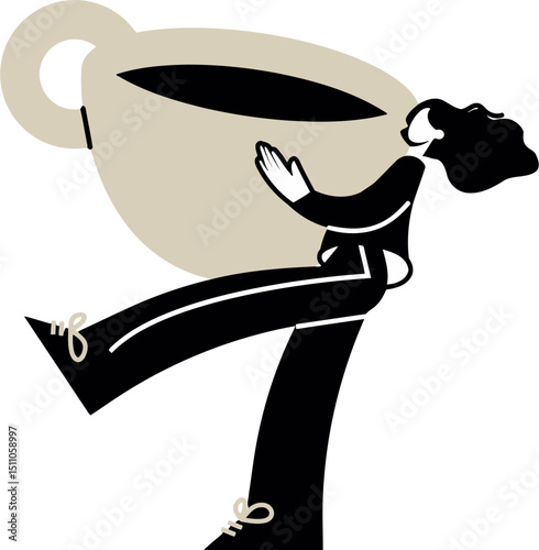 Coffee cup caffeine drink beverage espresso latte cappuccino morning aroma cafe shop person illustration vector art illustration