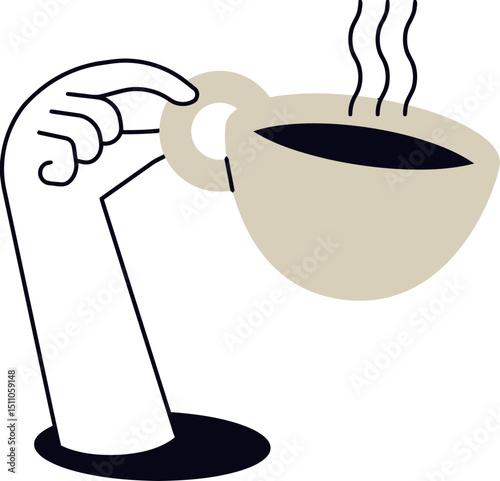 Hand holding coffee cup drink beverage caffeine morning hot tea vector illustration graphic design art vector art illustration