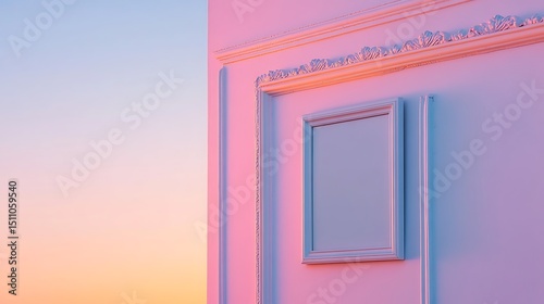 White wall decor, empty frame