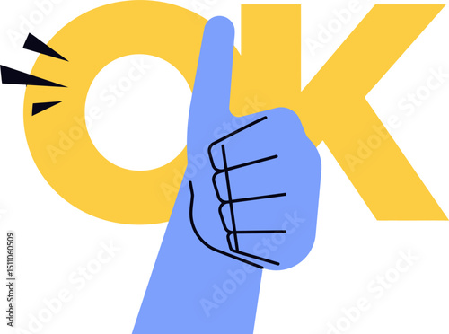 Ok hand gesture illustration vector graphic design approval success agreement icon good job sign 100 percent vector art illustration