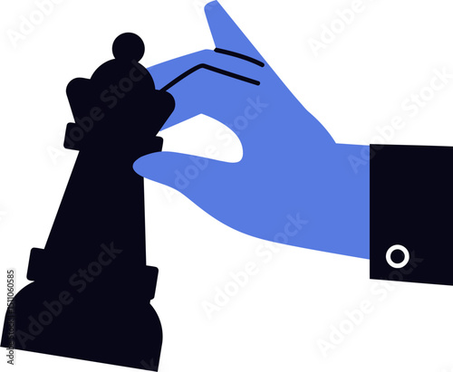 Chess strategy concept hand moving chess piece business strategy game plan competition success tactic 100 vector art illustration