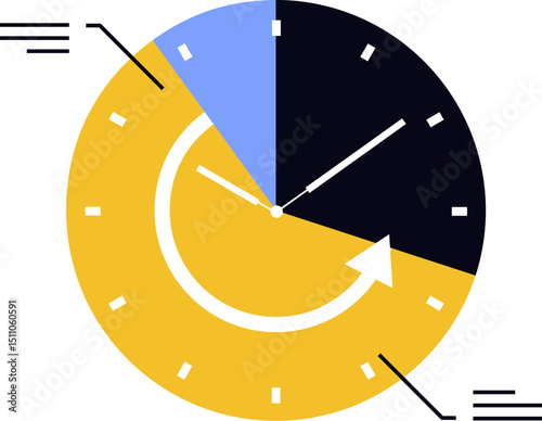 Clock time management productivity deadline schedule timer watch hour minute second progress workflow 100 vector art illustration