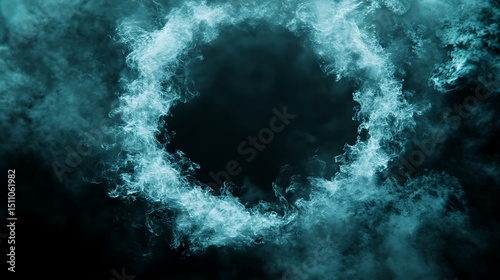 Teal smoke ring on black background
