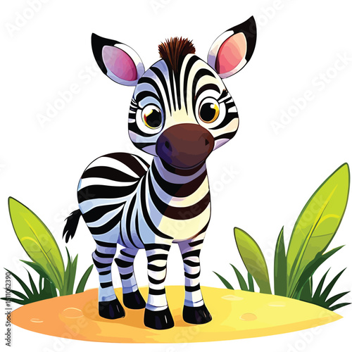 Cute Baby Zebra Cartoon Character Whimsical Vector Illustration For Childrens Designs Educational Materials And Animal Themed Projects Conveying Happiness And Playful Charm