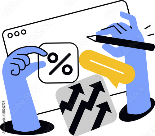 Business growth strategy and financial analysis illustration for marketing and sales promotion plan vector art illustration