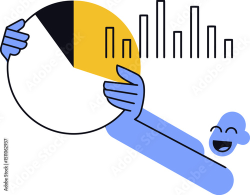 Analyzing data pie chart illustration business report statistics graph marketing finance presentation 100 vector art illustration
