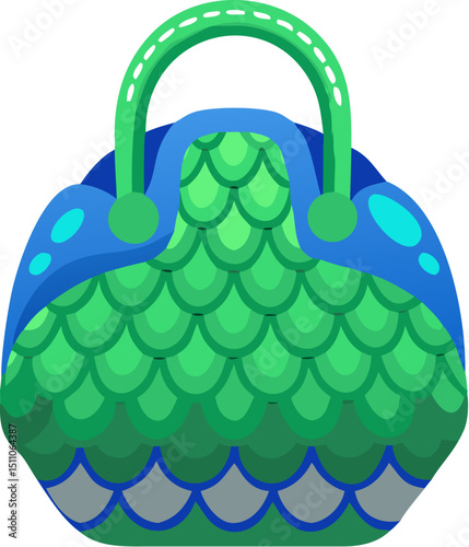 A stylish summer shopping bag with a handle holds a decorative basket of fruits and an Easter egg, perfect for a nature-filled retail sale