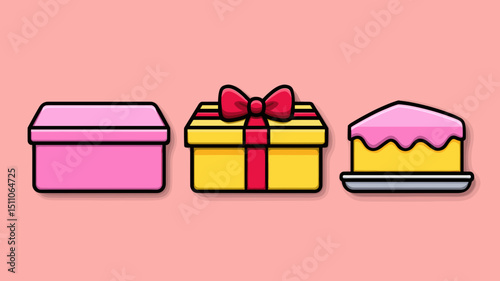 Colorful gift boxes arranged in a creative display suitable for celebrations and special occasions
