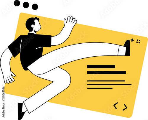 Man developer coding programmer software engineer website design development application digital technology code vector art illustration