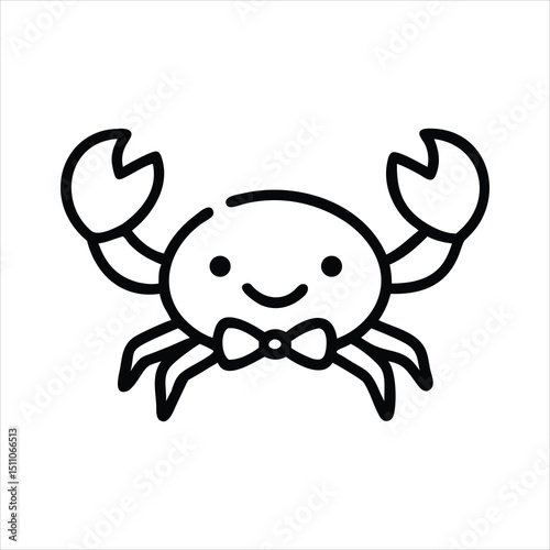 Crab Crawling Wearing Bow Tie Illustration