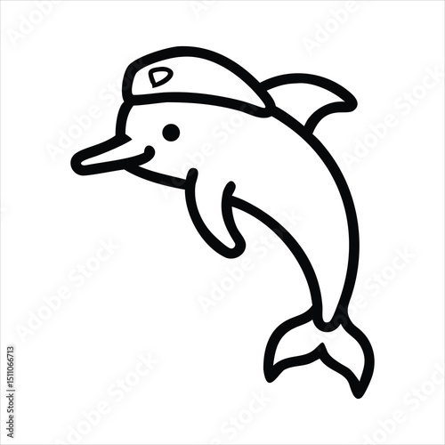 Dolphin Jumping Wearing Sailor Hat Clipart