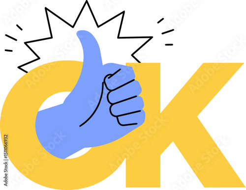 Ok thumbs up symbol gesture hand like agreement approval positive feedback illustration graphic design art vector art illustration
