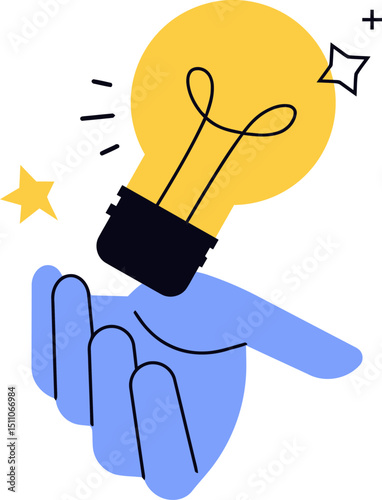 Idea lightbulb hand innovation creative inspiration solution thinking concept bright imagination eureka genius vector art illustration