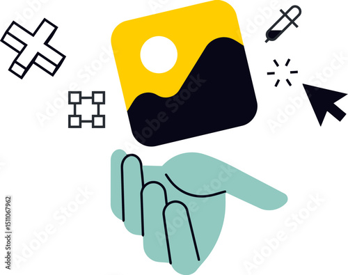 Image editing photo editing graphic design hand illustration creative design visual art artwork editor vector art illustration