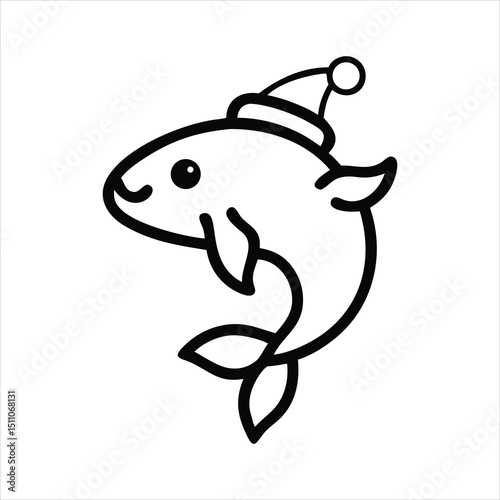 Koi Fish Circling Wearing Festive Hat Vector Art