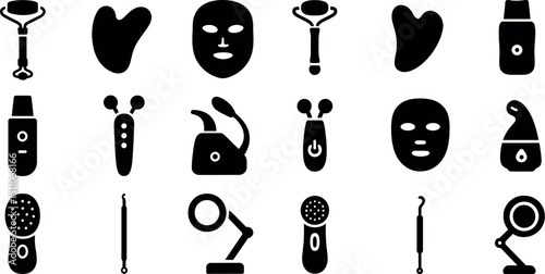 Skincare and beauty tools collection for facial rejuvenation and home spa