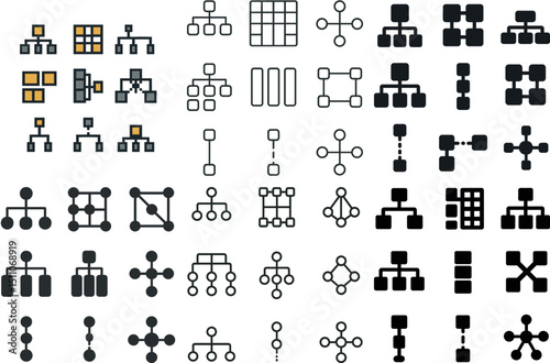 Diverse collection of network and hierarchy diagrams for design projects