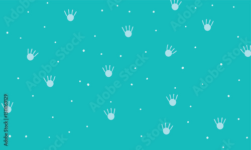 Seamless Turquoise Background with Abstract Paw Print Shapes and White Dots – Minimalist Cute Pattern Illustration Ideal for Kids, Pet-Themed Designs, Wallpapers, Stationery, and Textile Prints.