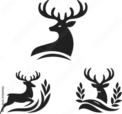 Simple Minimalist Deer Vector Art, Elegant Running Deer Illustration, Deer silhouette on White or Transparent Background