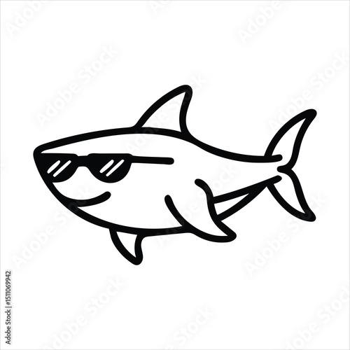 Shark Smiling Wearing Sunglasses Vector Art