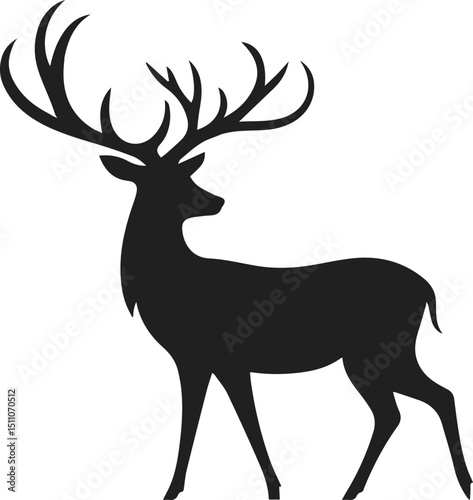 Simple Minimalist Deer Vector Art, Elegant Running Deer Illustration, Deer silhouette on White or Transparent Background