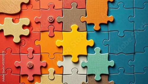 Vibrant Puzzle Pieces Interlocking to Form a Diverse, Colorful Pattern