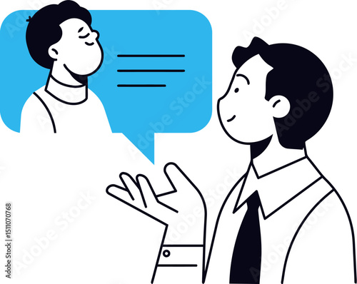 Illustration communication conversation business people talking dialogue discussion speech bubble sharing idea vector art illustration