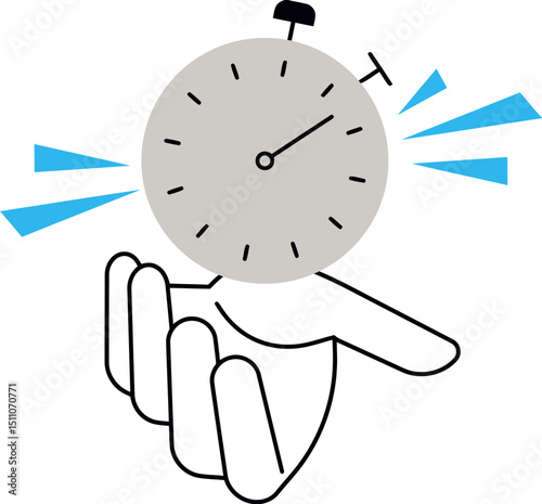 Clock hand time management deadline pressure urgency countdown timer schedule appointment reminder watch vector art illustration