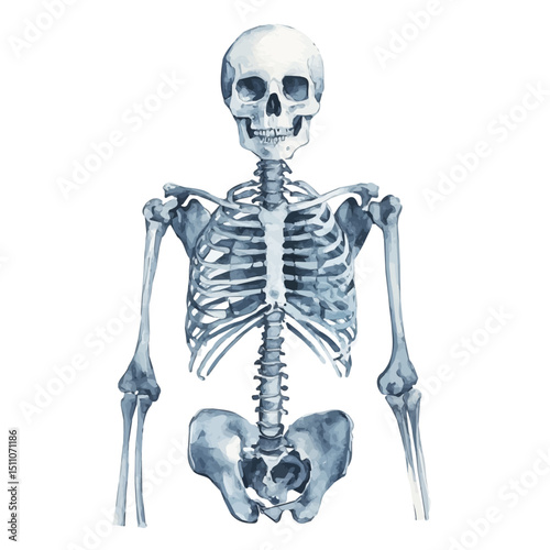 X-ray Image, watercolor vector, high quality, isolated on a white background.