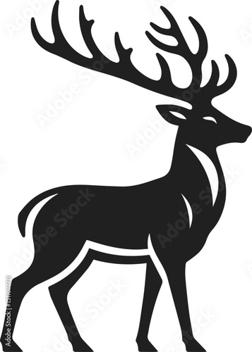 Simple Minimalist Deer Vector Art, Elegant Running Deer Illustration, Deer silhouette on White or Transparent Background