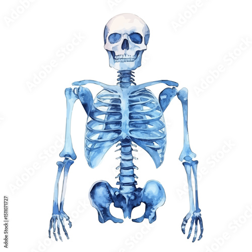 watercolor vector of X-ray Image, high quality, isolated on a white background.
