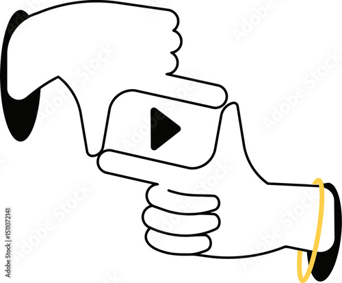 Hands framing gesture photography filmmaking concept creating content focus design creative 100 character vector art illustration
