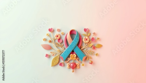 Symbolic Awareness Ribbon Floral Arrangement for Medical Campaigns