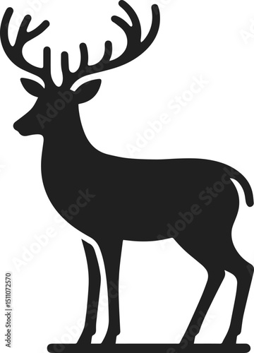 Simple Minimalist Deer Vector Art, Elegant Running Deer Illustration, Deer silhouette on White or Transparent Background