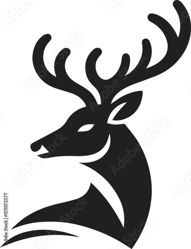 Simple Minimalist Deer Vector Art, Elegant Running Deer Illustration, Deer silhouette on White or Transparent Background